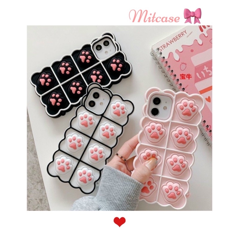 ốp lưng IPHONE CÓ NÚT BẤM POPPIT HÌNH CHÂN CHÓ/ CHÂN MÈO