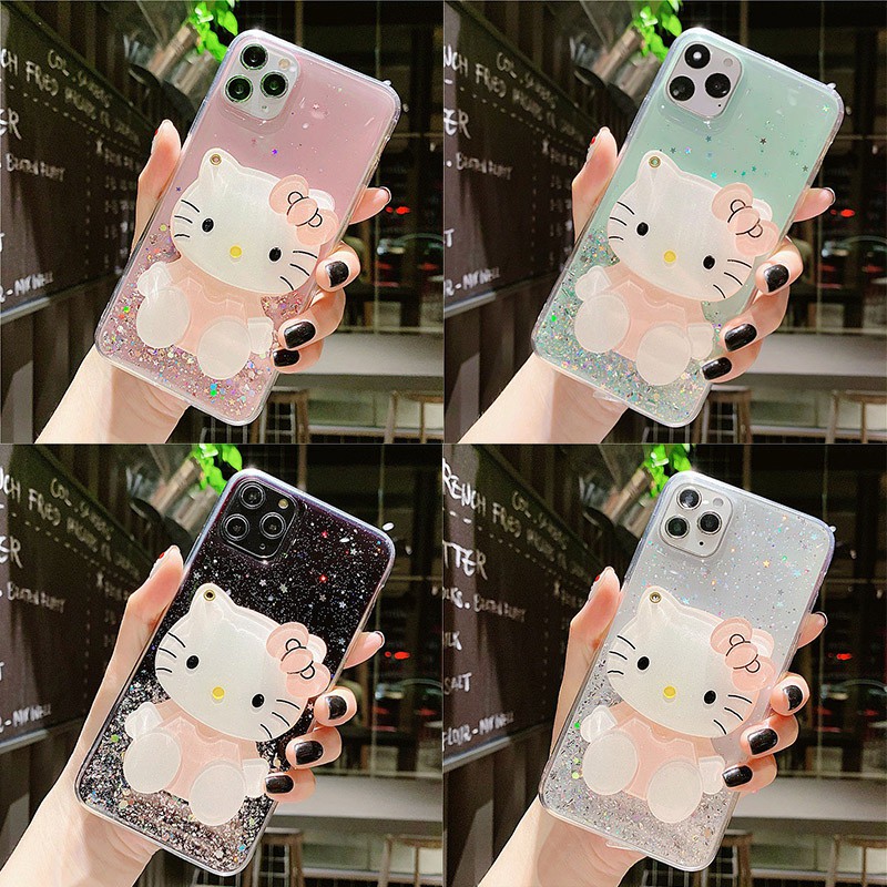 Ốp Điện Thoại tpu Kèm Gương hello kitty Cho iphone 15 14 13 12 11 pro max mini se 2020 x xs max xr 6 6s 7 8 plus