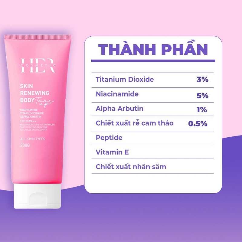 Kem Dưỡng Trắng Da Toàn Thân HER TREATMENT Skin Renewing Body Chính Hảng