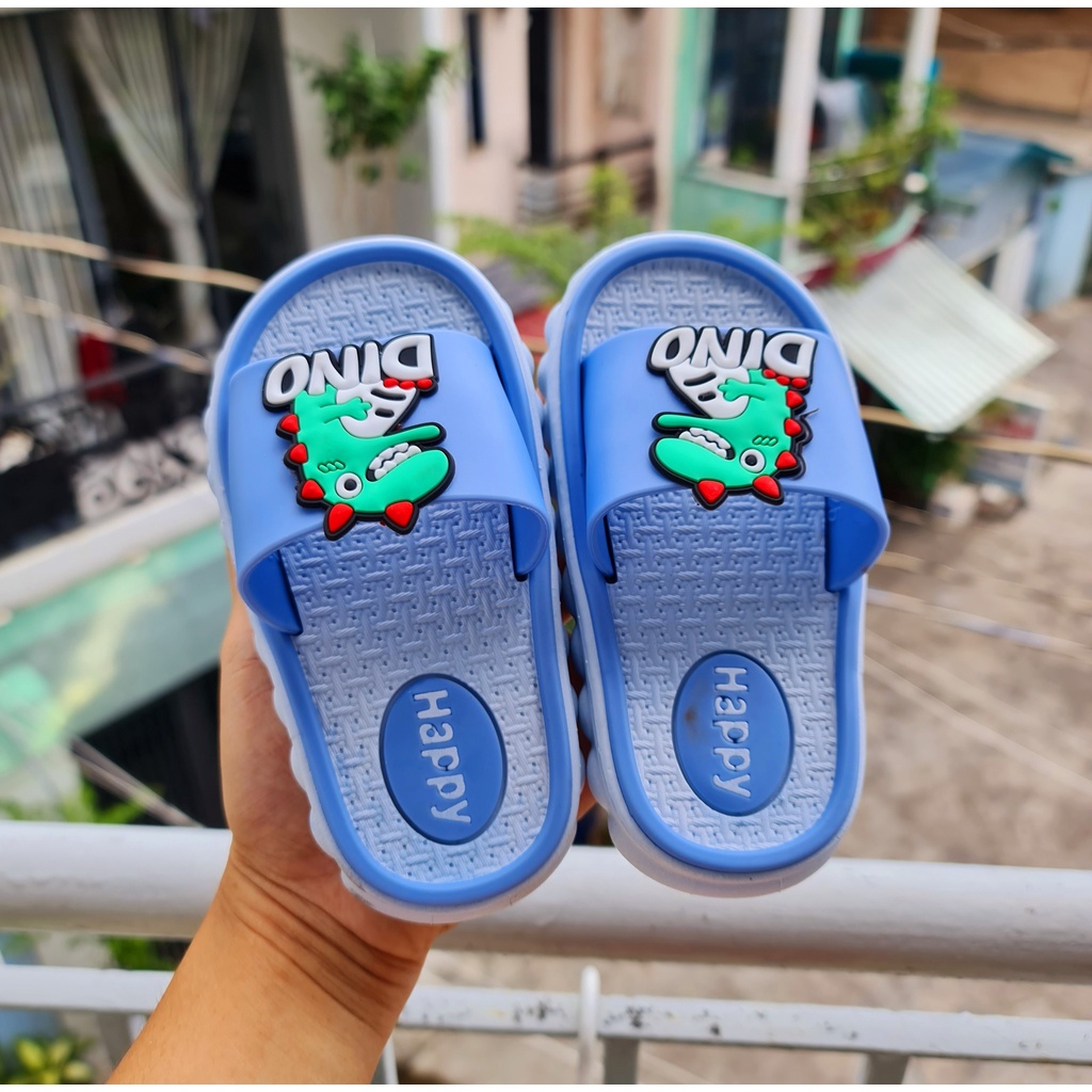 Dép bánh mì hình khủng long dễ thương cho bé trai bé gái đế gợn sóng