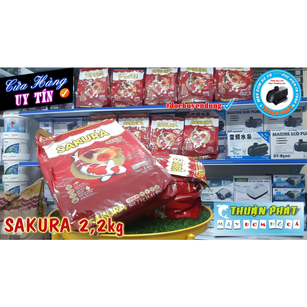 THỨC ĂN SAKURA GOLD 2000gr - Thức Ăn Cá Koi Cao Cấp, Cám Sakura 2kg - 2,2kg
