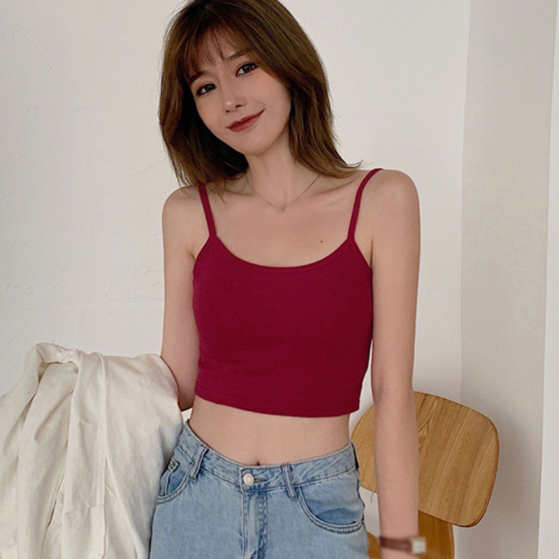 Áo Hai Dây Dáng Ôm Màu Trơn Thời Trang Xinh Xắn Cho Nữ