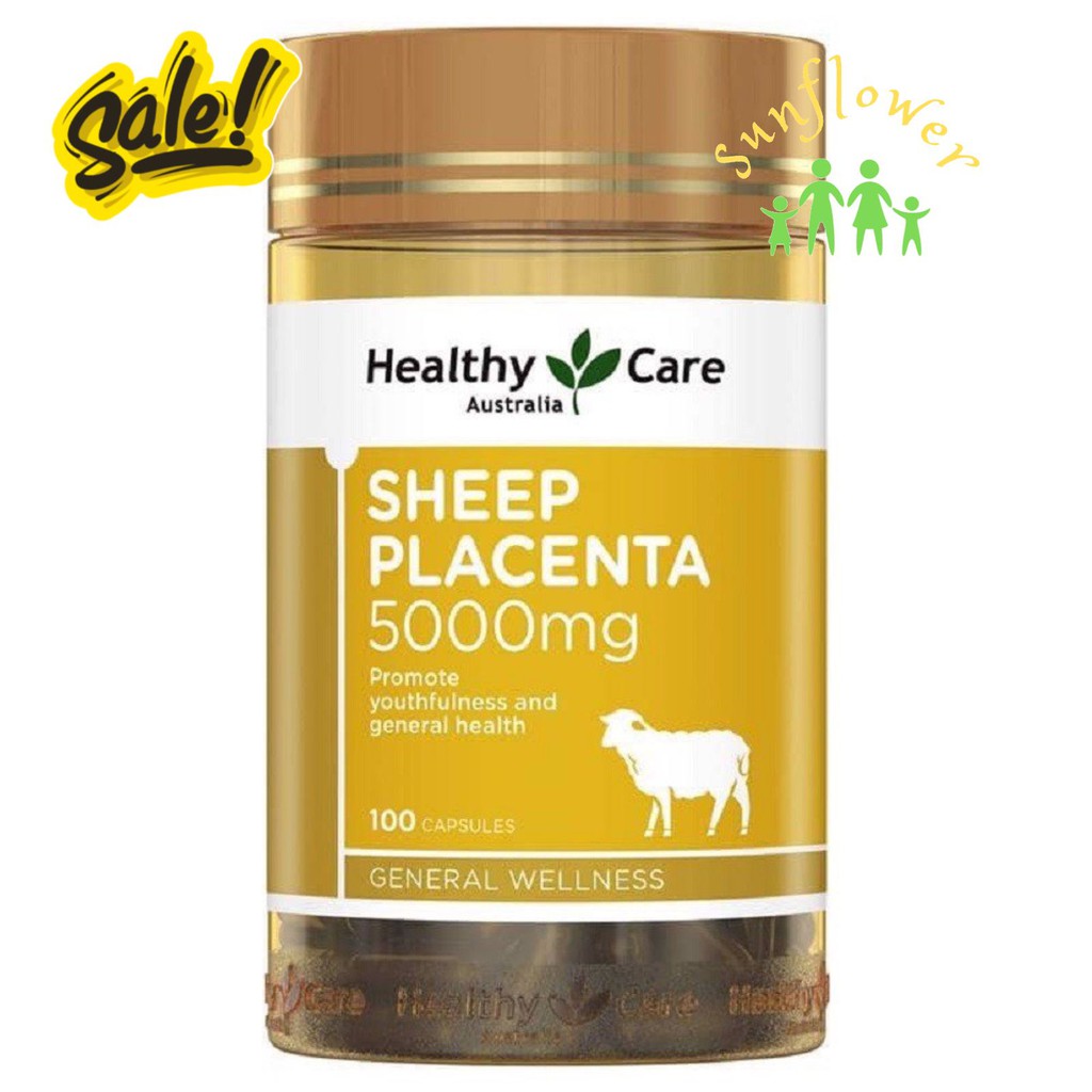 Viên uống Nhau Thai Cừu giúp da da tươi trẻ người trên 18 tuổi Healthy Care Sheep Placenta 5000mg, Úc