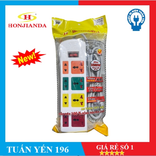 Ổ Cắm Điện Chịu Nhiệt Đa Năng Honjianda HJD-0448B- Dây 3m- 3300W