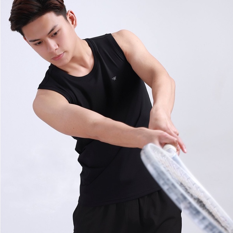 Áo thun ba lỗ nam cao cấp Aristino áo lót trong màu đen trơn dáng slim fit chất cotton mềm mịn chính hãng ATT002S8