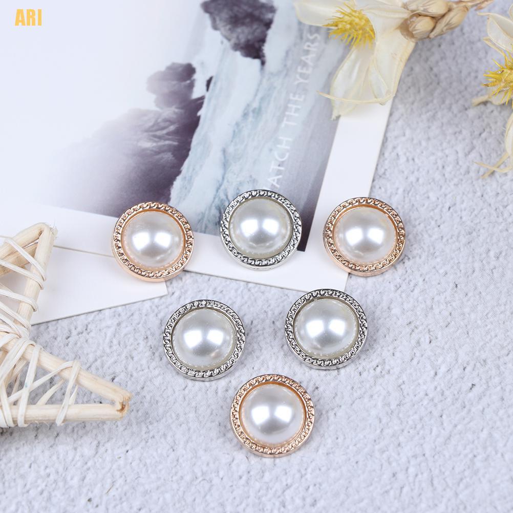Set 10 Nút Kim Loại Đính Ngọc Trai Dùng Trang Trí Sổ Tay DIY