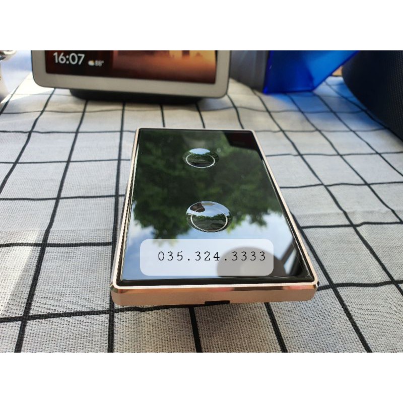 Công tắc Tuya Zigbee viền vàng, kính lõm/kính phẳng cao cấp, chữ nhật, điều khiển qua cảm ứng, điện thoại, giọng nói.