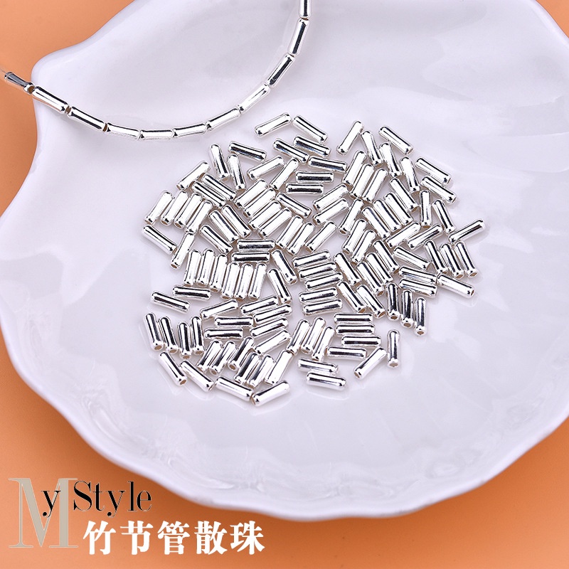 █diy゜ S925 Bạc●Hạt Ống Tre Bạc S925 Dùng Làm Trang Sức Thủ Công