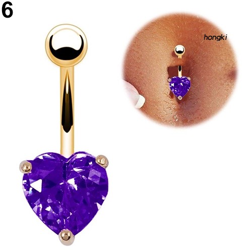 Khuyên rốn đính đá hình trái tim thời trang cho nữ