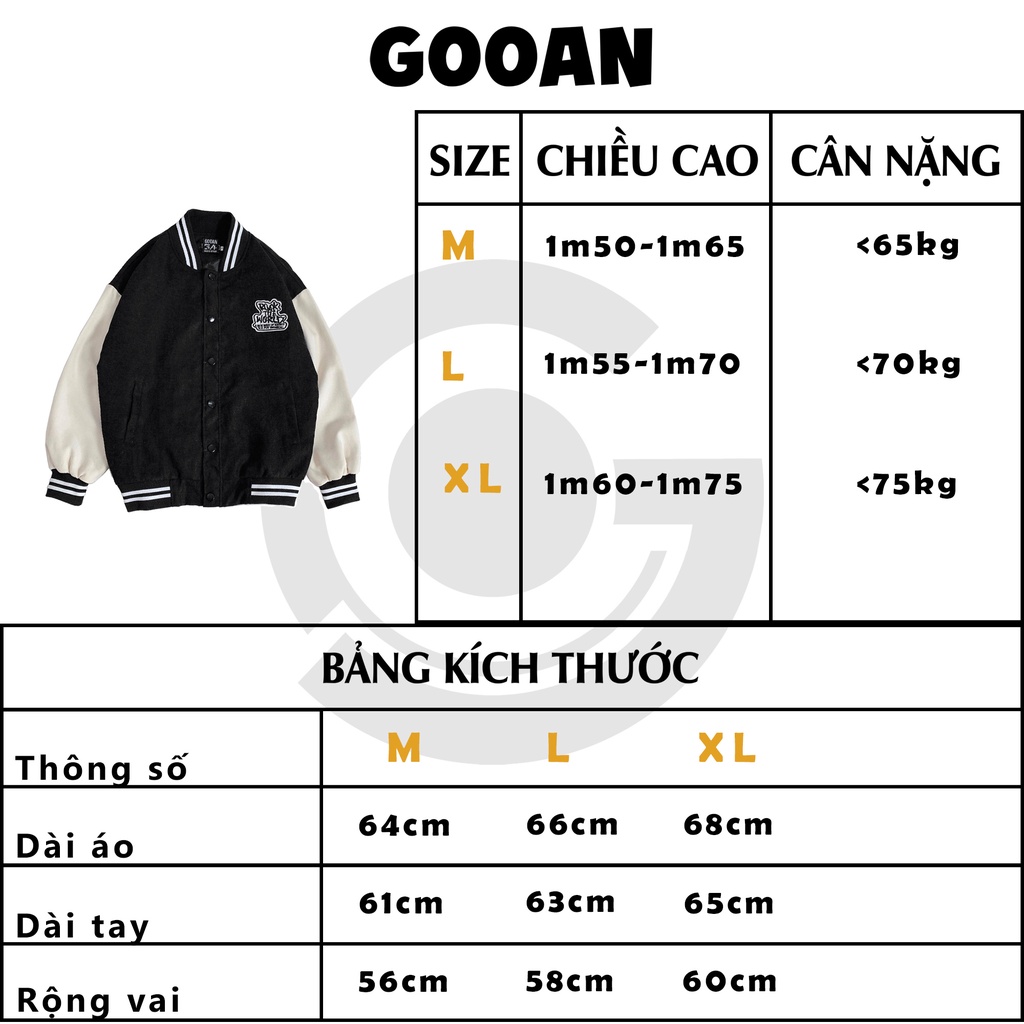 Áo khoác bomber varsity nam nữ ROCK THE WORLD 2 lớp Ulzzang Unisex | chống nắng | form rộng - Gooan