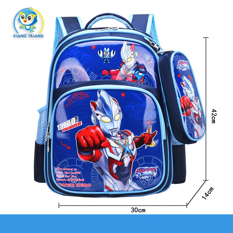 Balo cho bé trai chất đẹp, cặp sách học sinh cấp 1,2 hình siêu nhân khủng long chống thấm