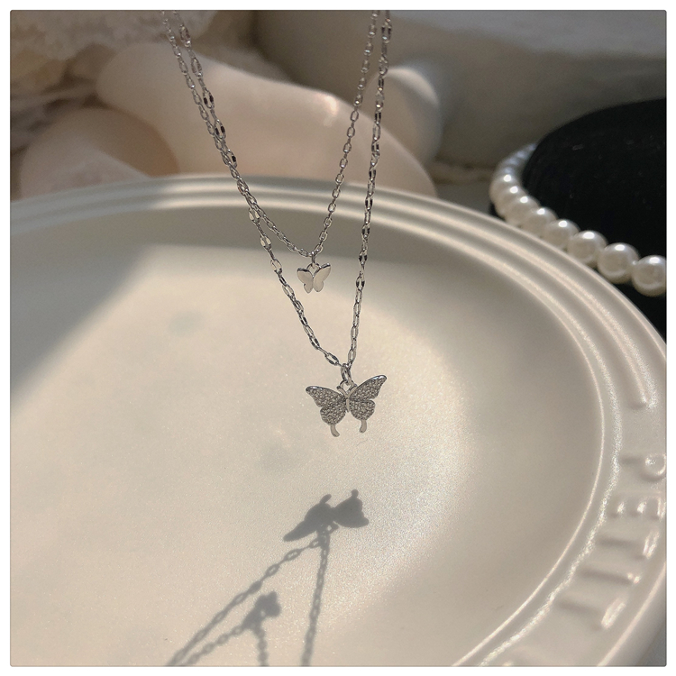 Dây chuyền hai lớp mặt hình bướm sang trọng thời trang