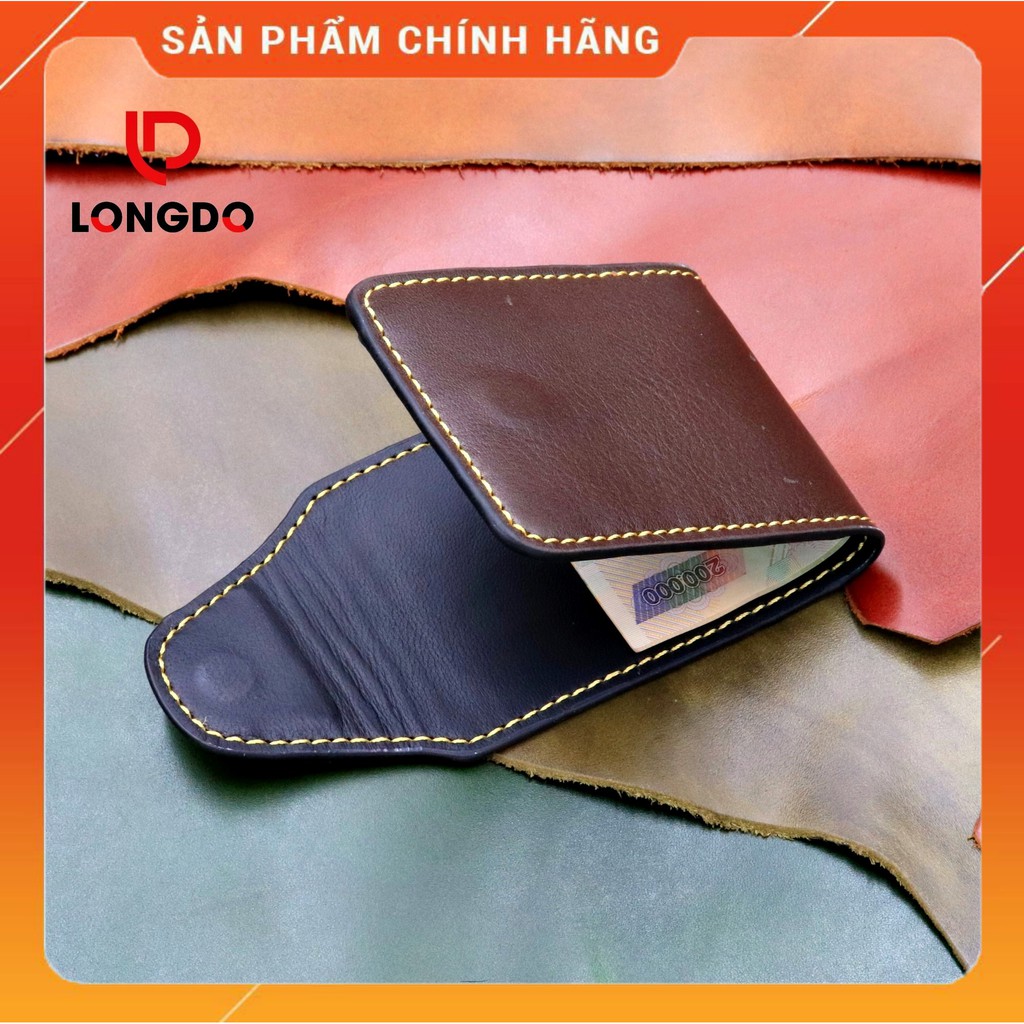 Ví Sen 5 Cao Cấp - Cam Kết Da Thật 100% - Ví Mini Nam Màu Chocolate Hàng Chính Hãng Thương Hiệu Longdo Leather Uy Tín