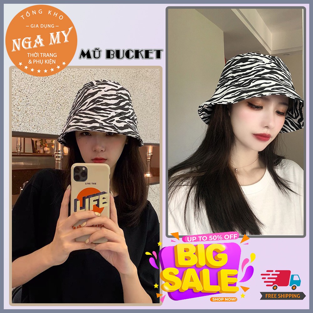 Mũ bucket❤️SALE❤️Nón bucket nam nữ thời trang vành tròn hoạ tiết trắng đen hot trend đẹp và cá tính