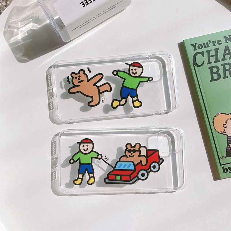 Ốp điện thoại in hình chàng trai và gấu hoạt hình cho Iphone 5/5S/6/6plus/6S/6S plus/6/7/7plus/8/8plus/X/XS/XS Max 276 | BigBuy360 - bigbuy360.vn