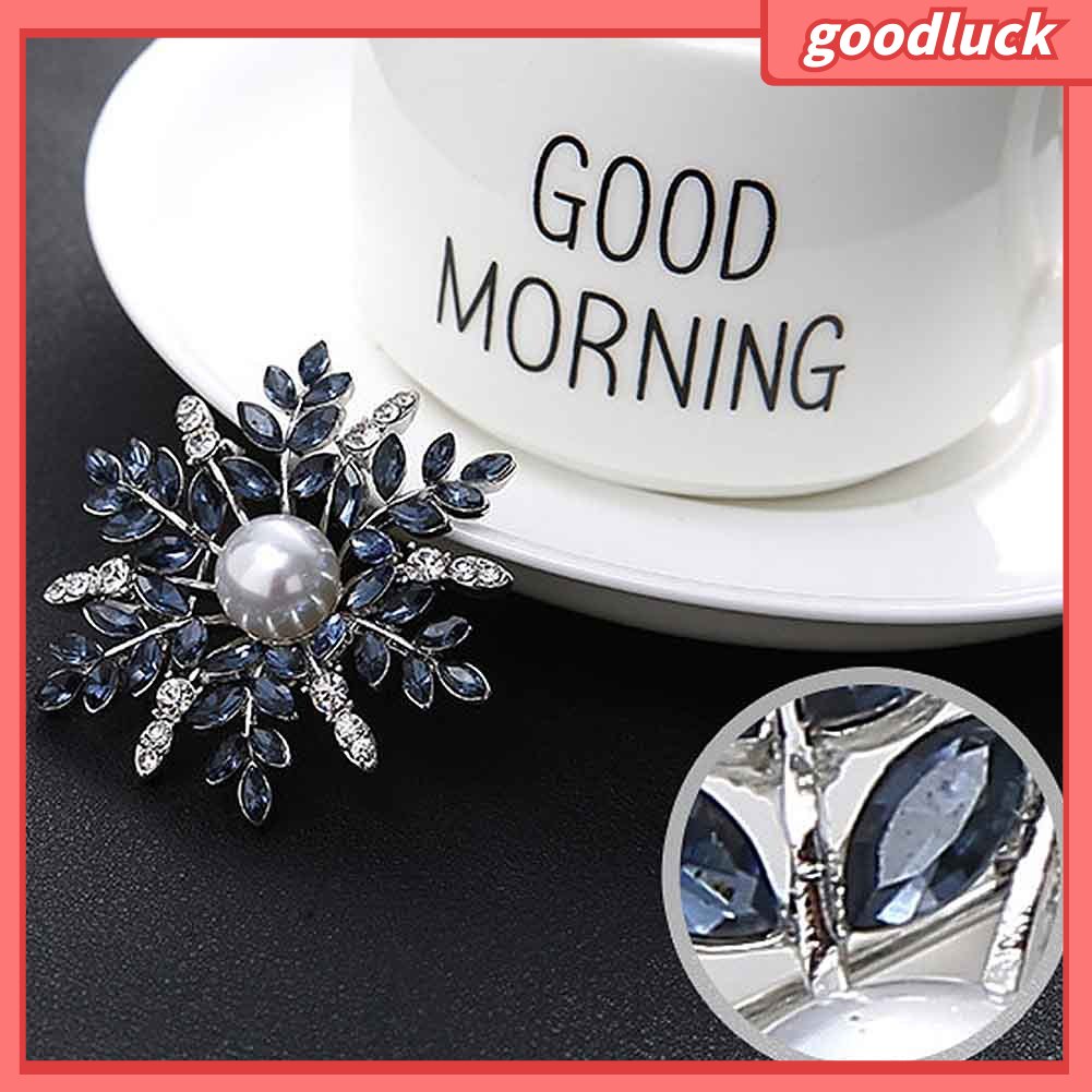 Ghim Cài Áo Hình Hoa Tuyết Đính Đá Và Ngọc Trai Giả Thời Trang Cho Nữ