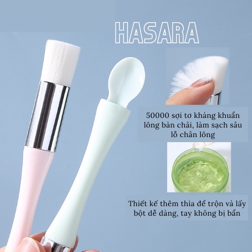 Cọ quét đắp mặt nạ hai đầu chuyên dụng, chổi đắp mặt nạ, đầu cọ quét lông tơ mềm HB0525- Hasara