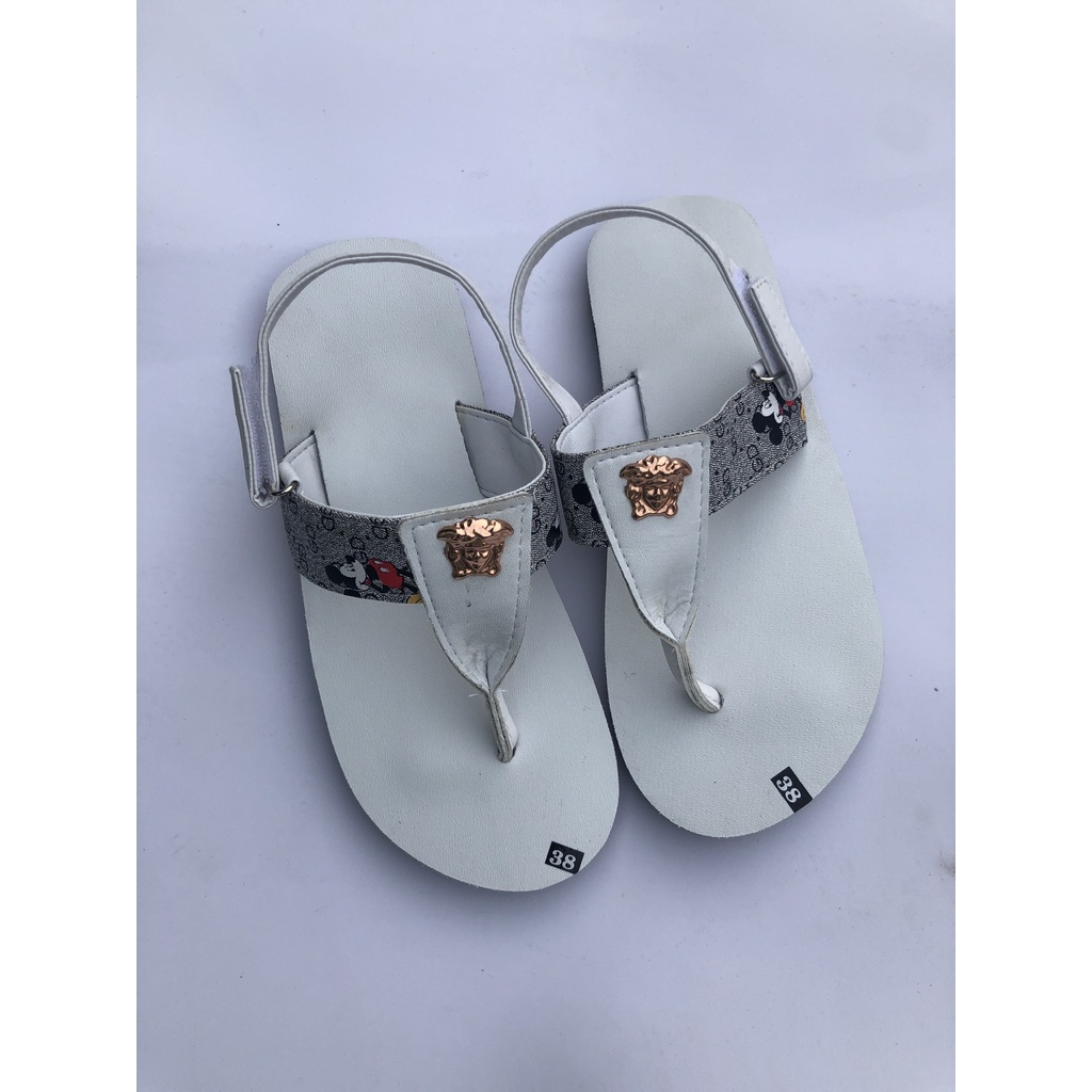 dép sandal nữ sandal đồng nai ( đế trắng quai hậu micky xám phối trắng ) size từ 34 đến 41 nữ khác size ib chọn thêm