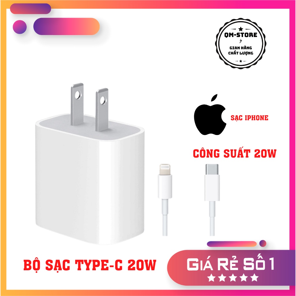 Bộ củ sạc nhanh iphone 20W PD, cốc sạc cổng Type C giúp sạc nhanh các dòng iphone, ipad - bảo hành 6 tháng