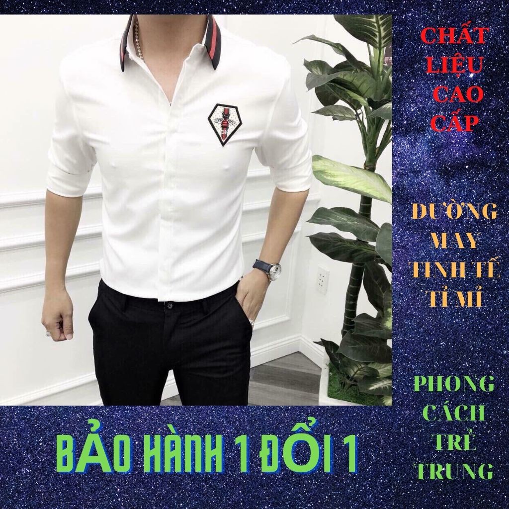 Áo Sơ Mi Nam XuMon thêu ong Dài Tay Chất Lụa Cao Cấp Chất Mịn Mát Hàng Xưởng Loại 1 Giá Rẻ Chất Lượng Cao.