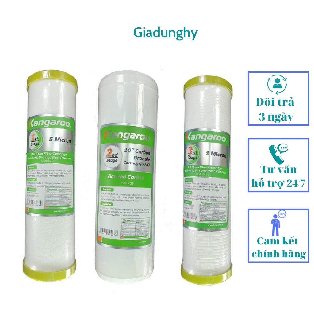 Lõi lọc nước Kangaroo 1,2,3 --- Cam kết chính hãng, Kangarro nguyên bộ,QL04