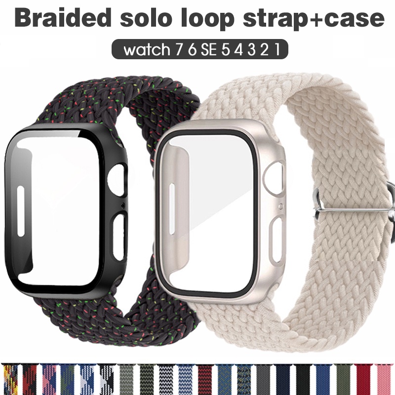 Dây Đeo Nylon Bện Cho Đồng Hồ Thông Minh Apple Watch 7 6 SE Series 41mm 45mm 40mm 44mm Iwatch 5/4/3/2 38mm 42mm T500 T55 W34 X7 D20