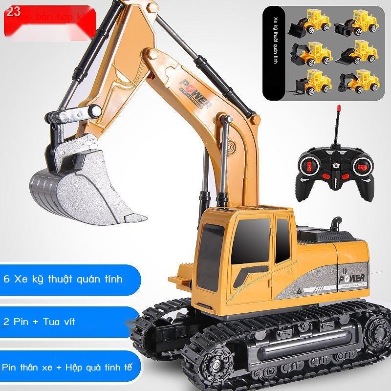 Hợp kim điều khiển từ xa máy xúc đồ chơi trẻ em ô tô lớn không dây điện cậu bé xe xây dựng