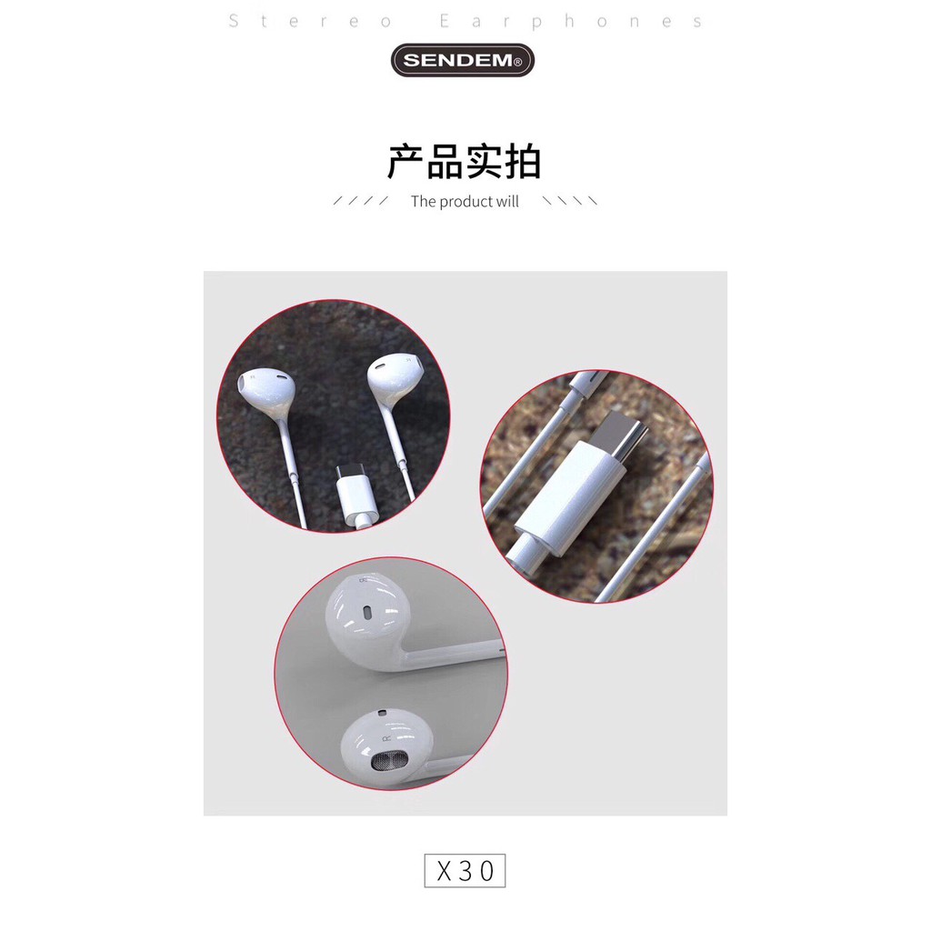 Tai Nghe Nhét Tai Chân Type C (Chính Hãng SENDEM) X30
