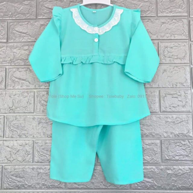 Đồ bộ tole bé gái quần dài áo cài nút 20-26kg | BigBuy360 - bigbuy360.vn