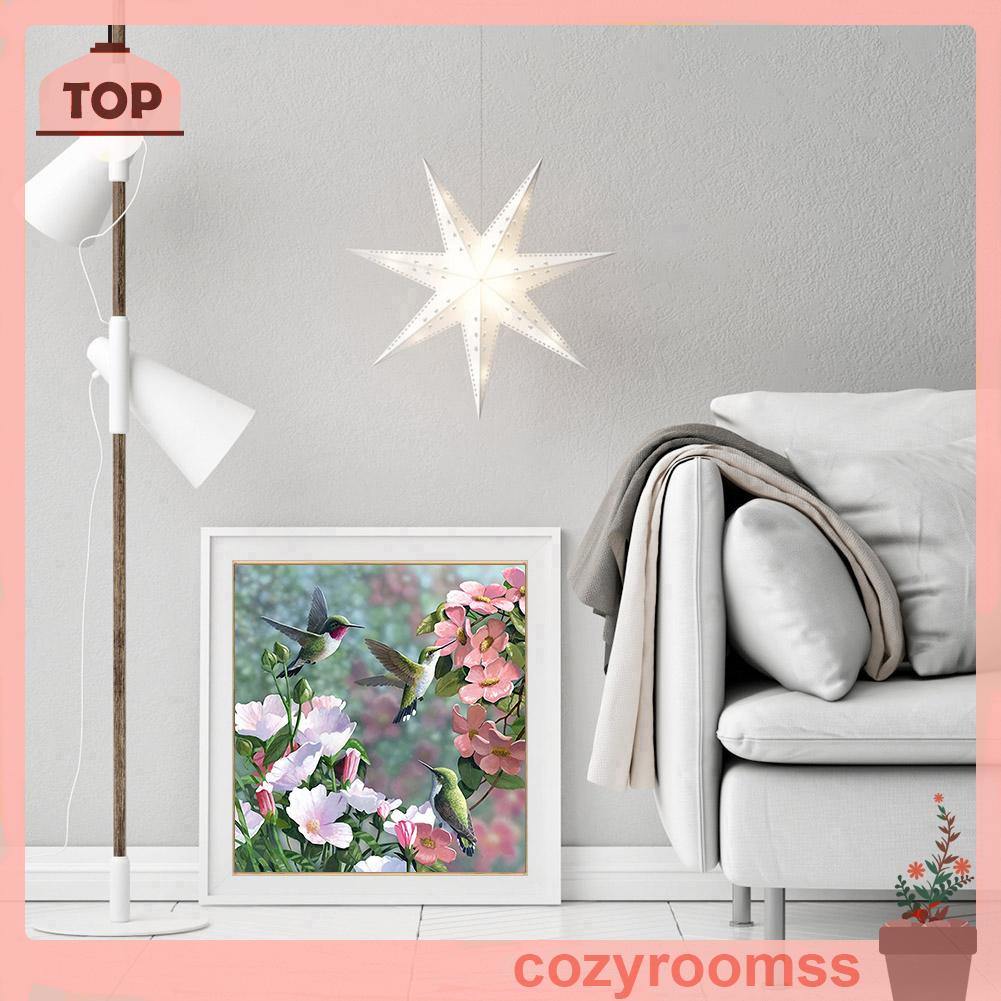 Bộ tranh đính đá 5D họa tiết chim ruồi và hoa độc đáo DIY