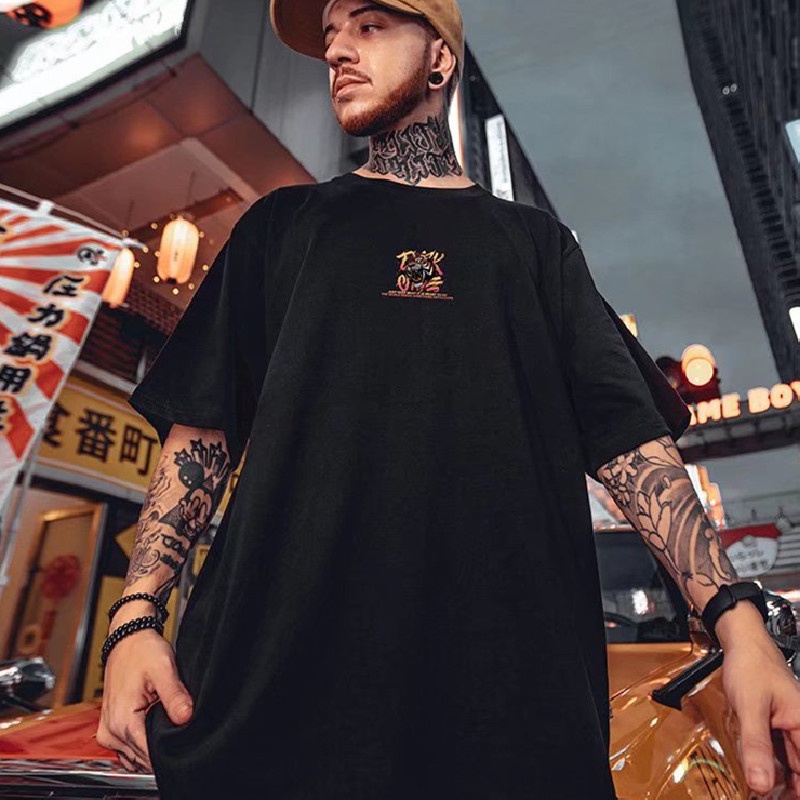 Áo Thun Tay Ngắn Dáng Rộng In Họa Tiết Phong Cách Hip Hop Hàn Quốc Thời Trang Cho Nam Size M-8XL