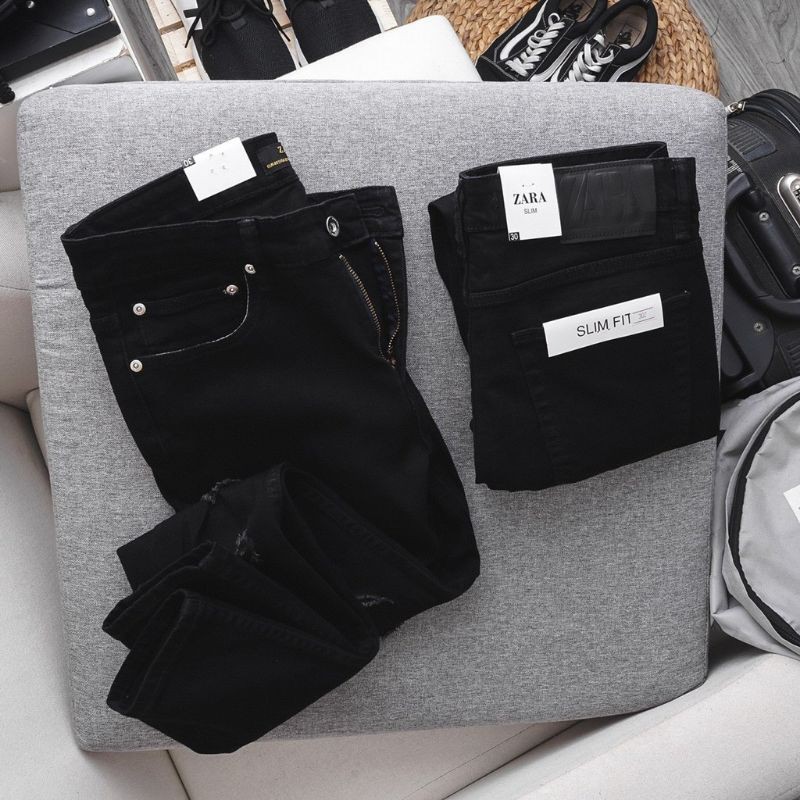 QUẦN JEAN NAM BIGSIZE MÀU ĐEN FORM SLIMFIT