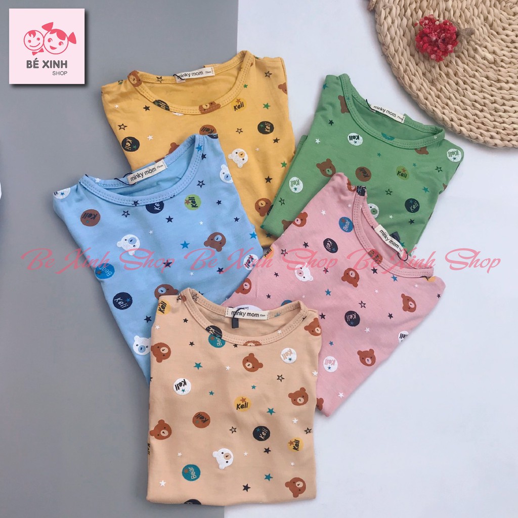 Đồ cho bé trai bé gái trẻ em cộc tay Minky Mom [Săn Sale] Bộ đồ thun lạnh cộc tay áo quần áo bé gái trai trẻ em gấu Keli