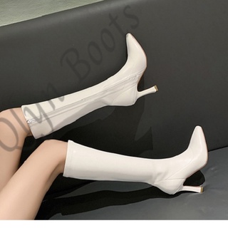 [freeship] bốt đùi màu trắng gót nhọn 7cm