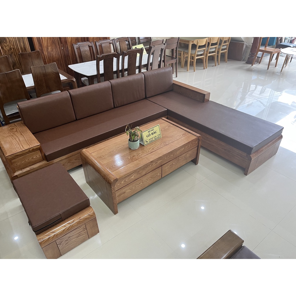 Ảnh thật kèm video sofa chân uốn gỗ sồi Nga sang trọng cho phòng khách giá rẻ, bền, đẹp phù hợp phòng khách hiện đại