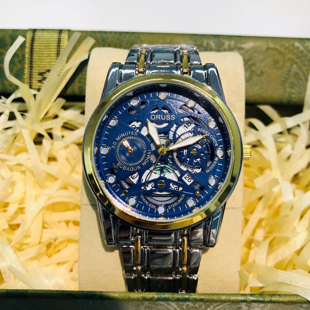 Đồng hồ nam cao cấp chính hãng thép không gỉ dây đeo kim loại vàng thể thao thời trang chống thấm nước giá đẹp