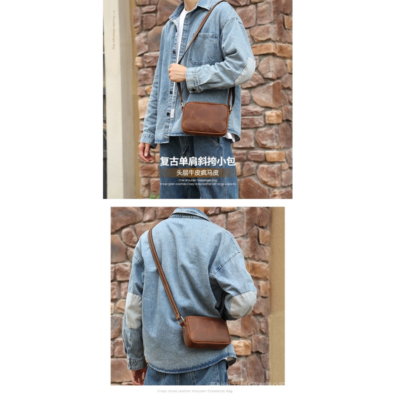 Túi Da Đeo Chéo Phong Cách Retro Thời Trang Cho Nam