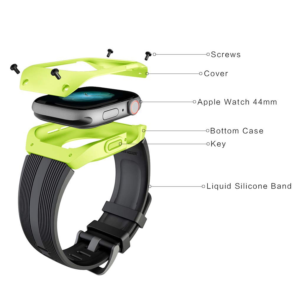 dây đồng hồ Apple Watch, dây cao su kèm ốp chống sốc cao cấp cho Apple Watch