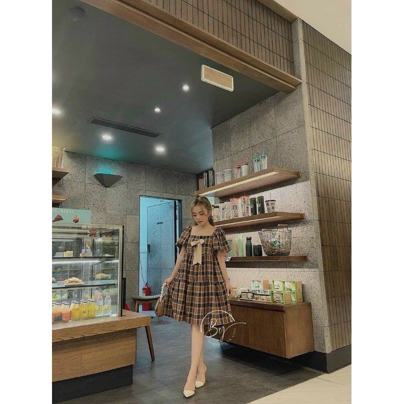 Váy bầu suông - Váy bầu thời trang thiết kế chất lụa hàn freesize từ 45 đến 70kg