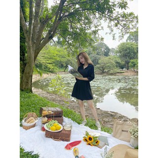 Jump Đen sơmi xếp ly eo