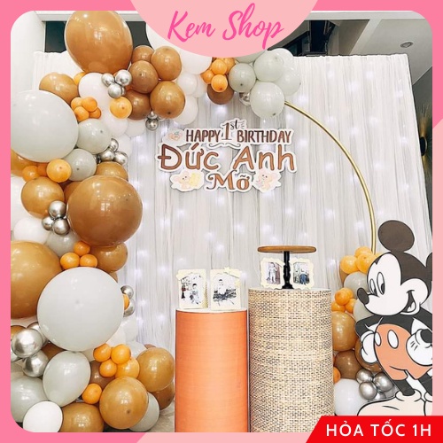 Rèm vải may sẵn Kem Shop trang trí sinh nhật tiệc cưới sự kiện - K185