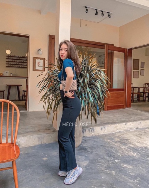 Quần ống loe 2 khuy cạp cao