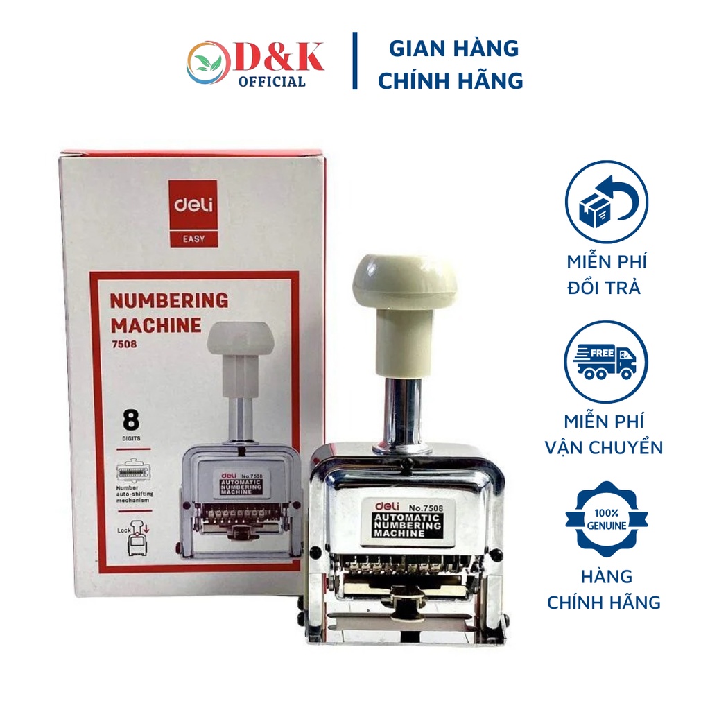 Dập Số Nhảy Tự Động 8 Số Deli 7508 Thiết Lập Nhanh Chóng Dễ Dàng Tiện Lợi Cho Người Dùng