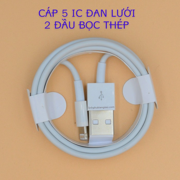 Dây cáp sạc cho iphone cổng lightning 5ic đan lưới, bọc thép 2 đầu siêu bền foxconn