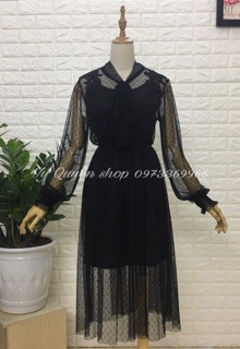 Váy ren đáp hoa buộc nơ cổ  [ BUÔN SỈ TỪ 2SP]