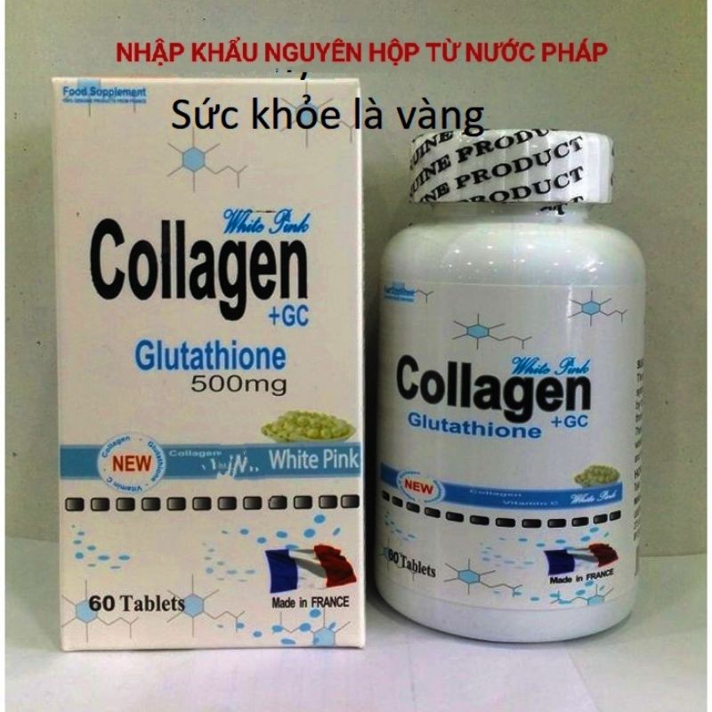 viên uống trắng da collagen+GC, glutathione 500mg (hộp 60 viên)