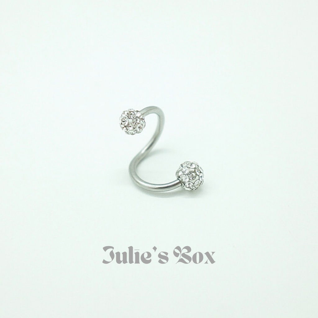 Khuyên Tai Titan Unisex Xoắn Đá Nhuyễn Trắng Không Gỉ Sét Không Ngứa Bông Tai Julies Box 66