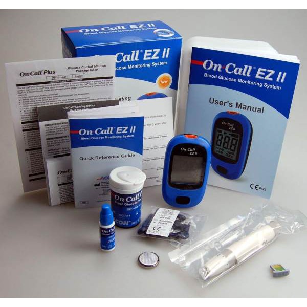 Máy đo đường huyết Acon Oncall EZ II, 2 chức năng đo mmol/l và mg/dl + kèm 25 que thử và 25 kim chích - Siêu rẻ