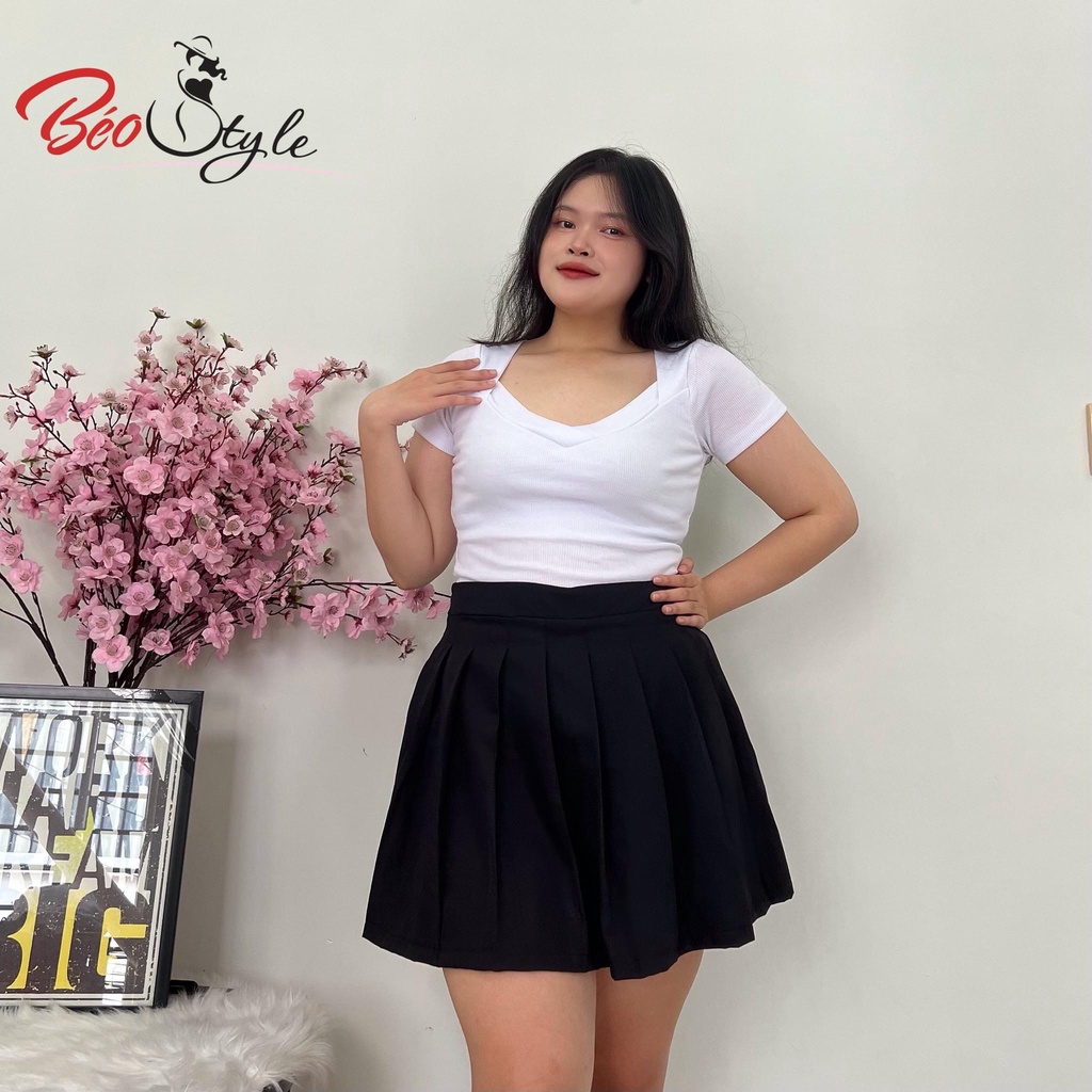 Chân váy xếp ly tenic Bigsize CVBS008  -TES-Dành cho nàng mũm mĩm từ 55-95kg-Mặc đi chơi, dạo phố