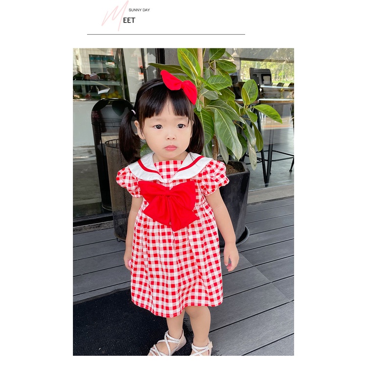 Bộ Áo Liền Quần Tay Ngắn + Băng Đô Phong Cách Hàn Quốc Dễ Thương Thời Trang Mùa Hè Cho Bé Gái